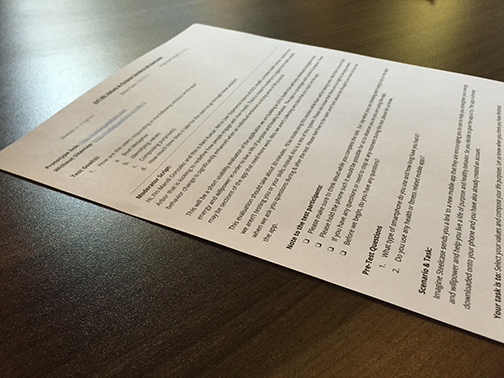 a printed out moderator guide on a table