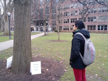 woman with glasses on outside